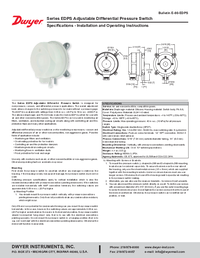 Thumbnail of document Manual - ADPS / EDPS Differential Pressure Switch
